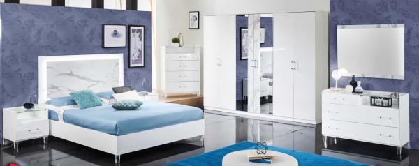 Product photograph of Cristal White Marble Italian 6 Door Wardrobe With Mirrors from Choice Furniture Superstore.